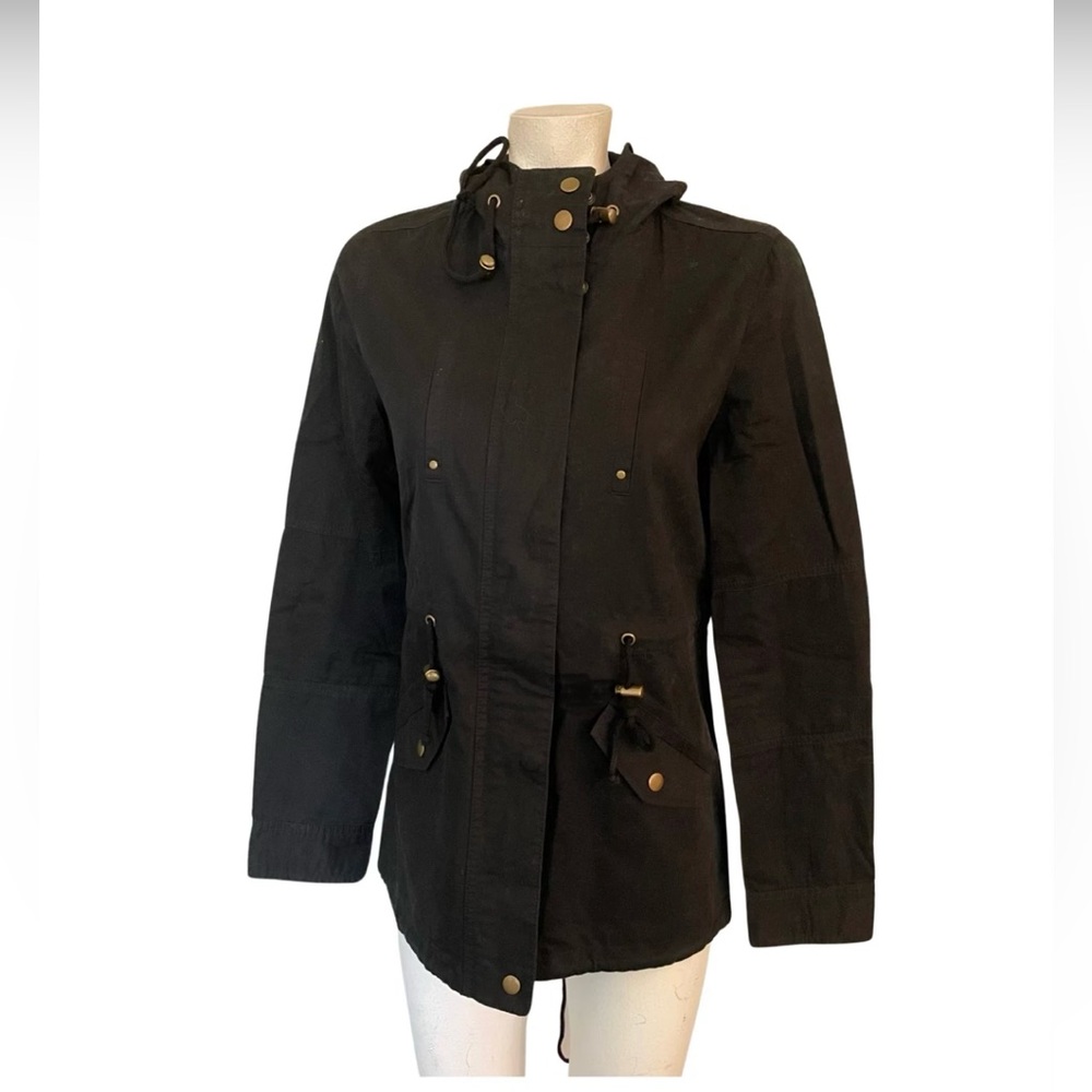 Love Tree Hooded Utility Jacket- Black - Picture 2 of 7